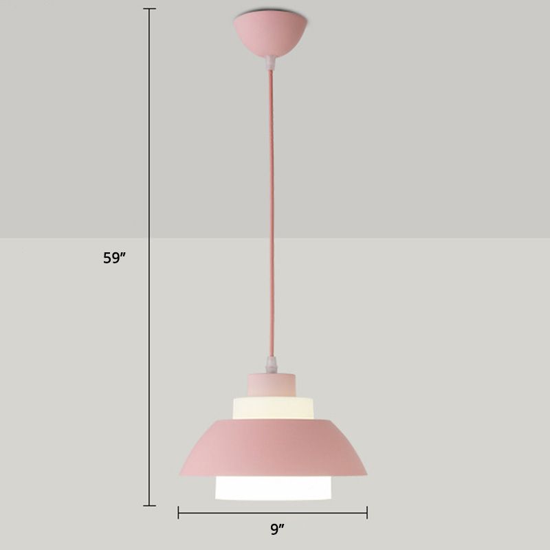 Bol en aluminium plafonnier pendrier léger macaron à la lampe à bulbe unique avec insert de l'ombre acrylique