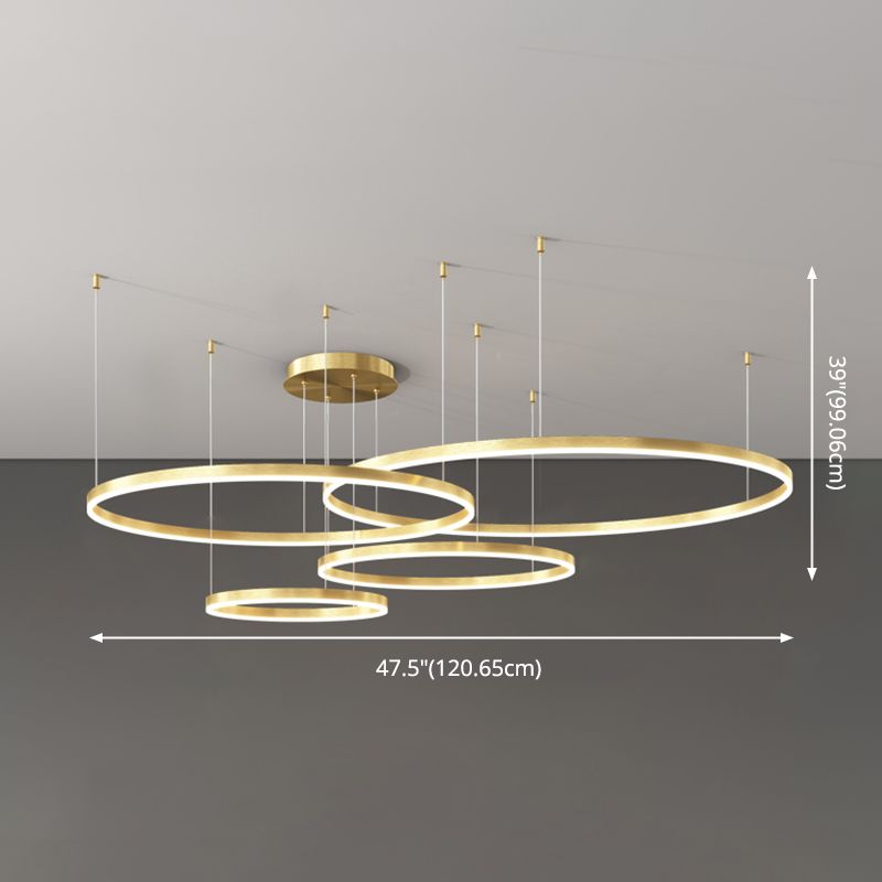 Modern Gold Chandelier Multiple Rings Hanging Ceiling Lights Metal Orb Chandelier