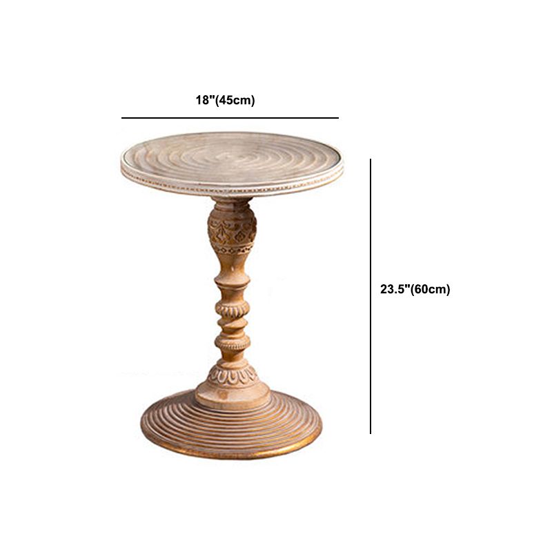 French Country Pedestal End Table Solid Wood Antique Brown/White Side Table