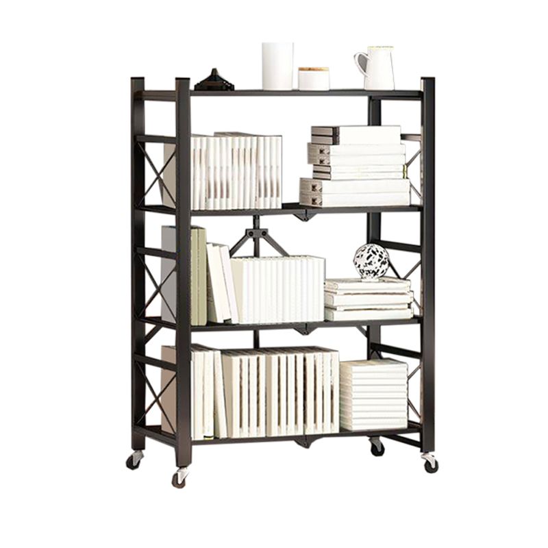Contemporary Metal Bookshelf Etagere Folding Bookcase with Shelves