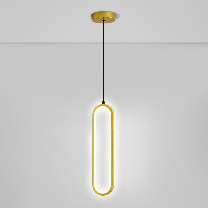 Nordic Style Iron Pendant Light Geometry Oval Led Ceiling Lamp for Bedroom