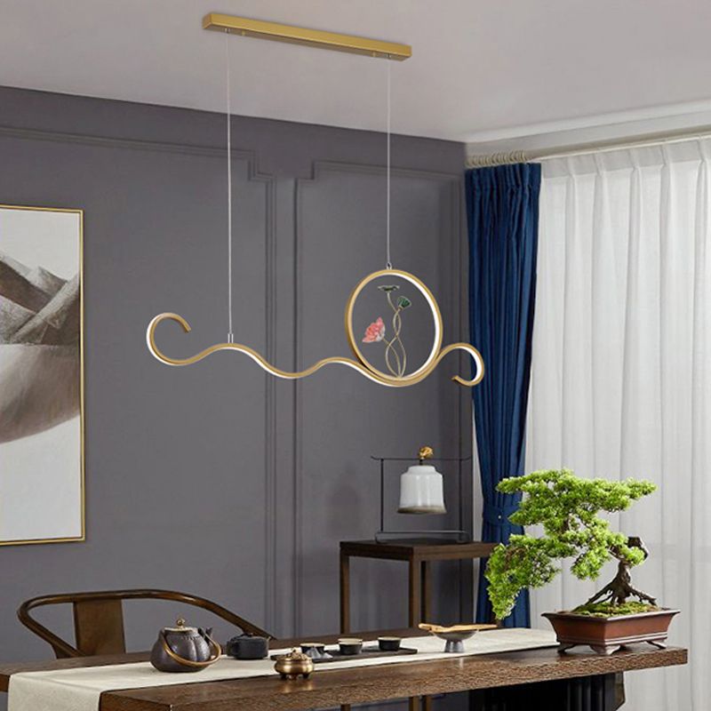 Linear Shape Island Lights Modern Style Metal Two Light Pendant Lighting