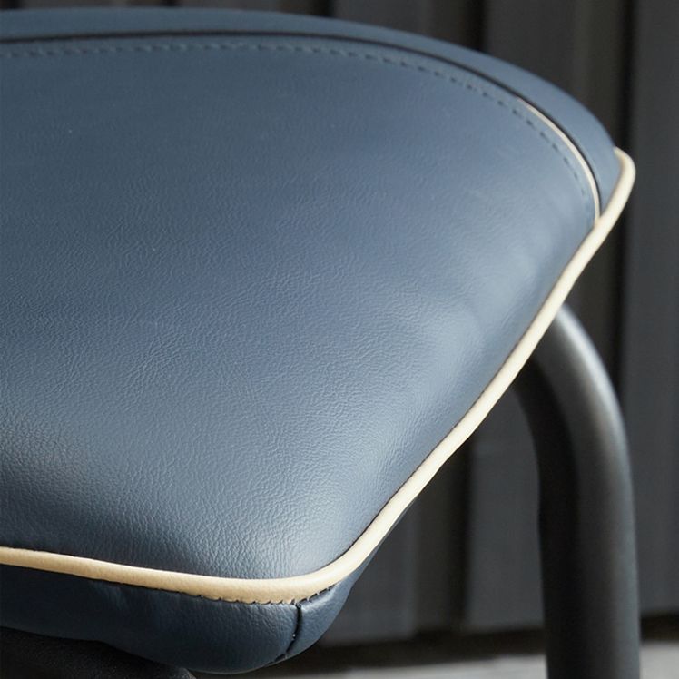 Silla de comedor de cuero de estilo moderno, silla sin brazos de cocina con patas de metal