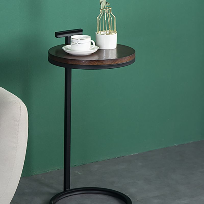 Wood 27.55-inch Tall Side Table Round Walnut Brown End Table