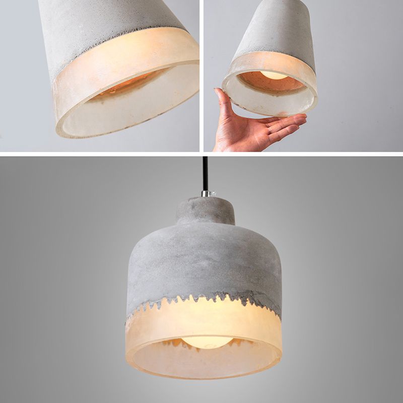 1-leichte graue Schatten-Anhängerlampe moderne minimalistische Zementlampe für Wohnzimmer