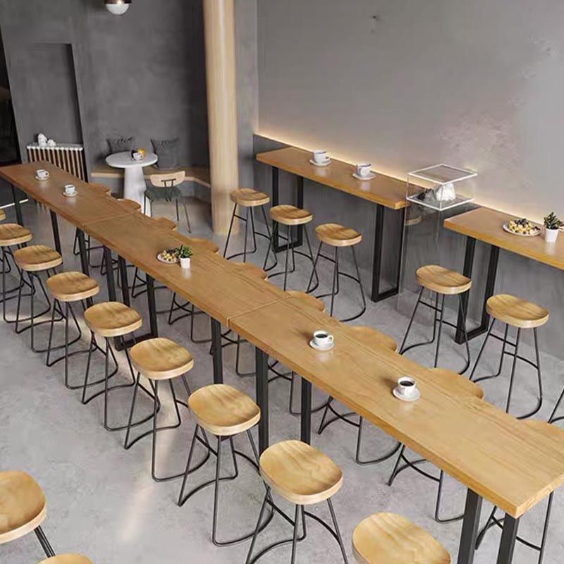 Modern 1/7 Pieces Bar Table Set Rectangle Pine Wood Counter Table with Stools for Balcony