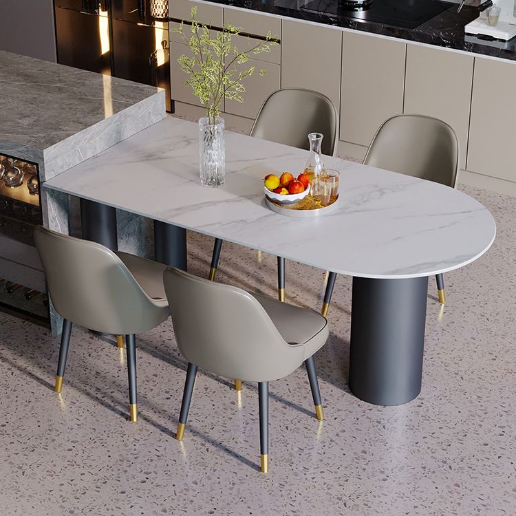 Modern Style Dining Table Sintered Stone Dining Table with Black Frame for Kitchen