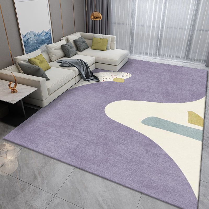 Pink Modern Rug Polyester Irregular Color Lump Rug Washable Rug for Living Room