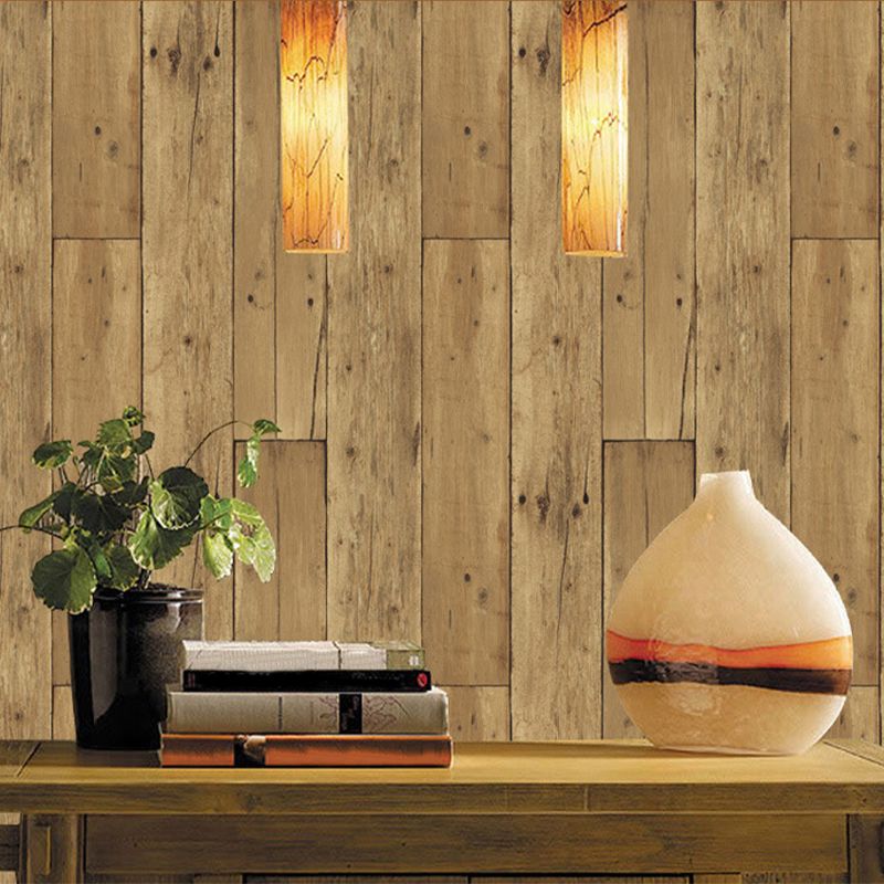 Stain Resistant Wood Wallpaper Roll Country Style PVC Wall Covering, 31' L x 20.5" W