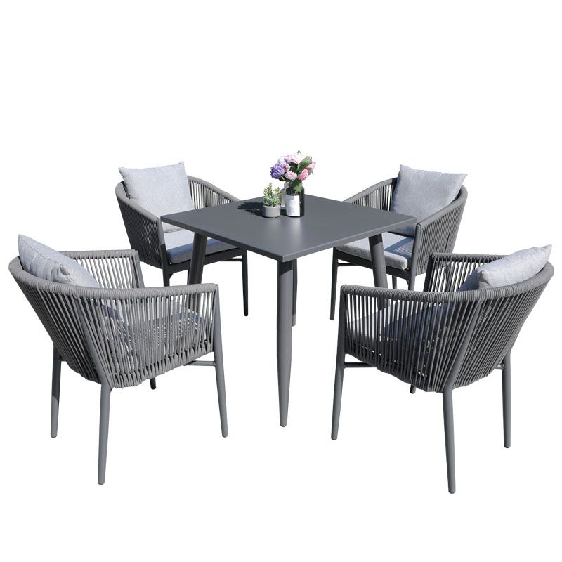 Industrial Black Outdoor Bistro Chairs Metal Patio Dining Armchair