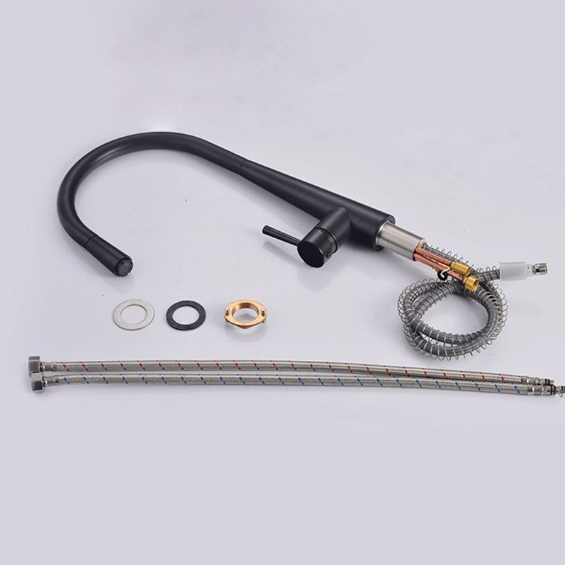 Modern Pull Out One Handle Kitchen Faucet Low Profile Filler with Sprayer