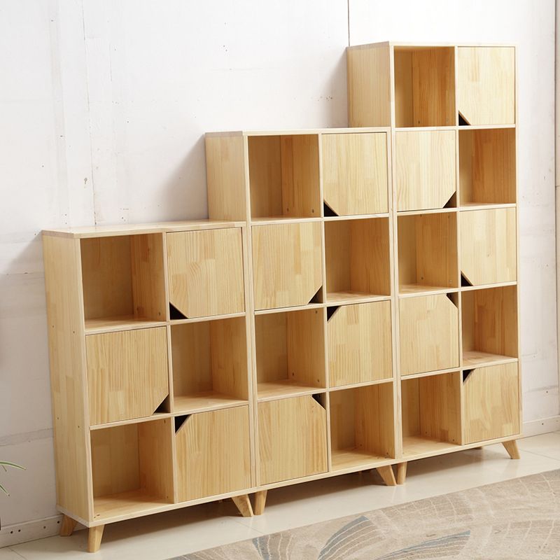 Modern Wooden Bookcase Standard Natural Closed Back Bookshelf