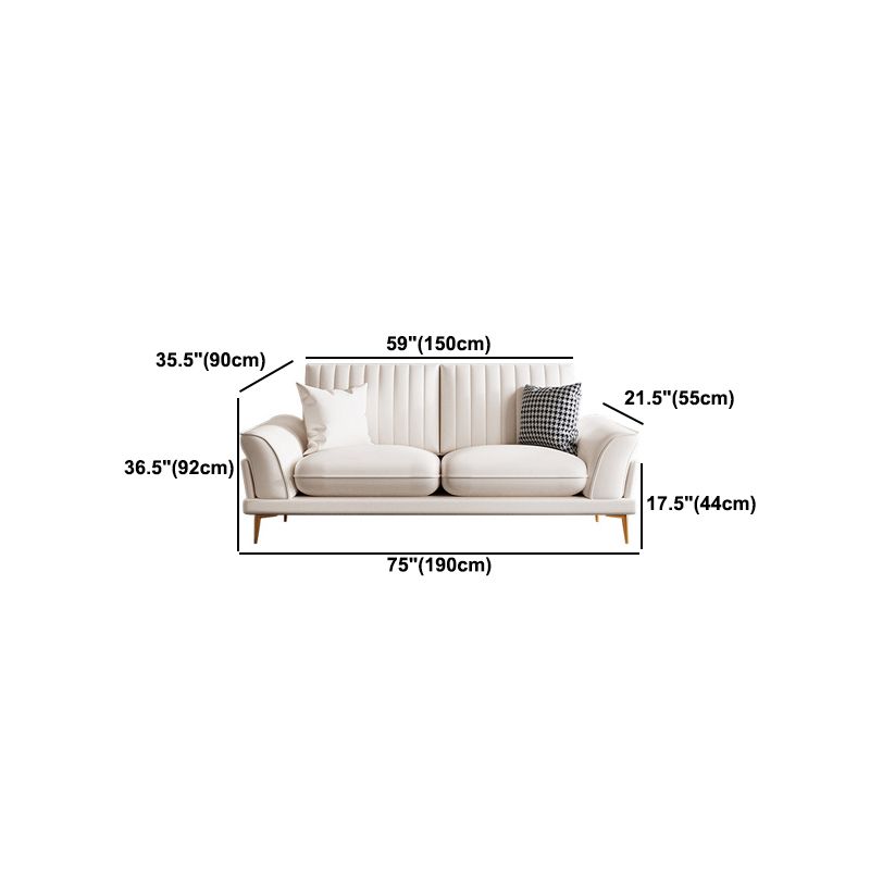 Faux Leather Sofa 35.43" D x 36.22" H Flared Arm Sofa for Living Room
