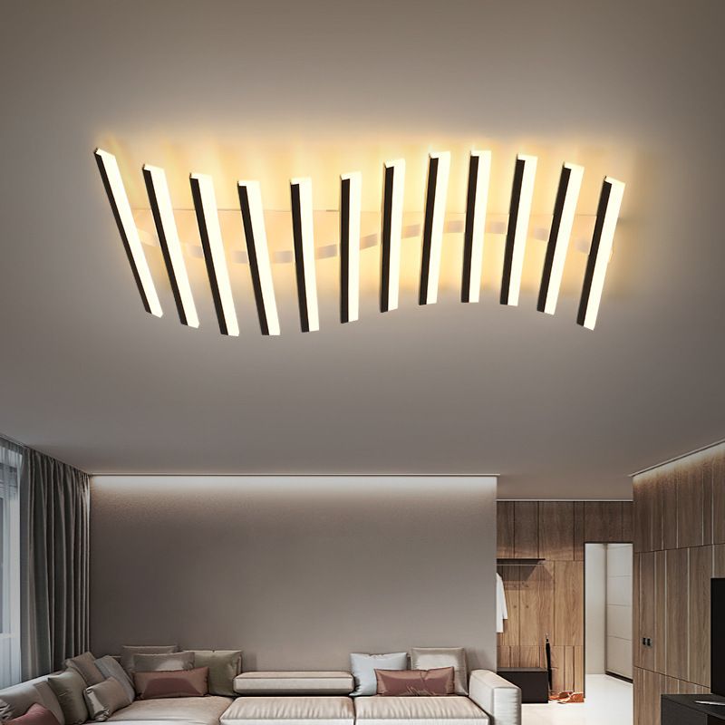 Acrylic Living Room LED Flush Ceiling Lights Linear Modern Style Flush Mount