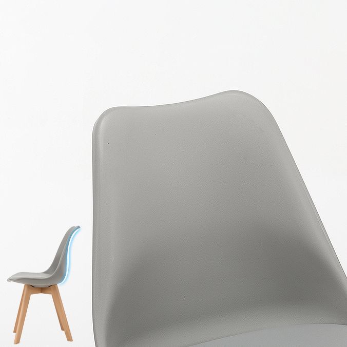 Sedia da pranzo in plastica moderna di faggio solido faggio, sedia da pranzo in plastica