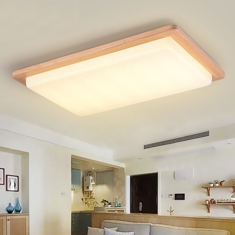 Wood 1-Light Flush Mount Ceiling Lamps Modern Style Geometric Flush Mount Light