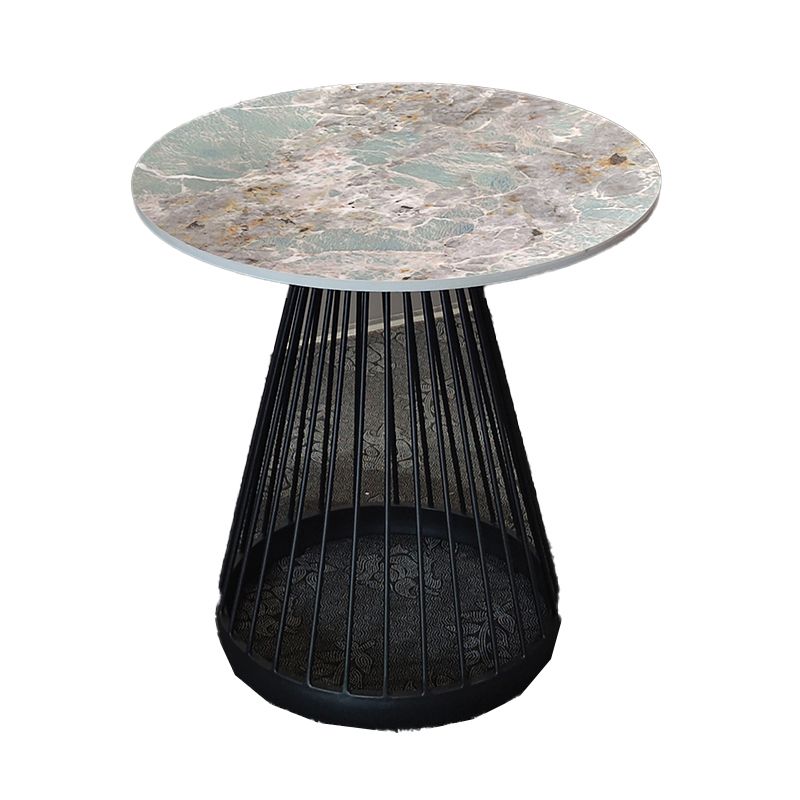 Modern Frame Side Table Slate Round Sofa End Table for Living Room