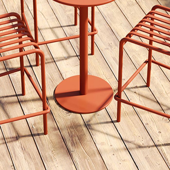 Pedestal Round Bar Dining Table Metal Fixed Pub Table for Outdoor