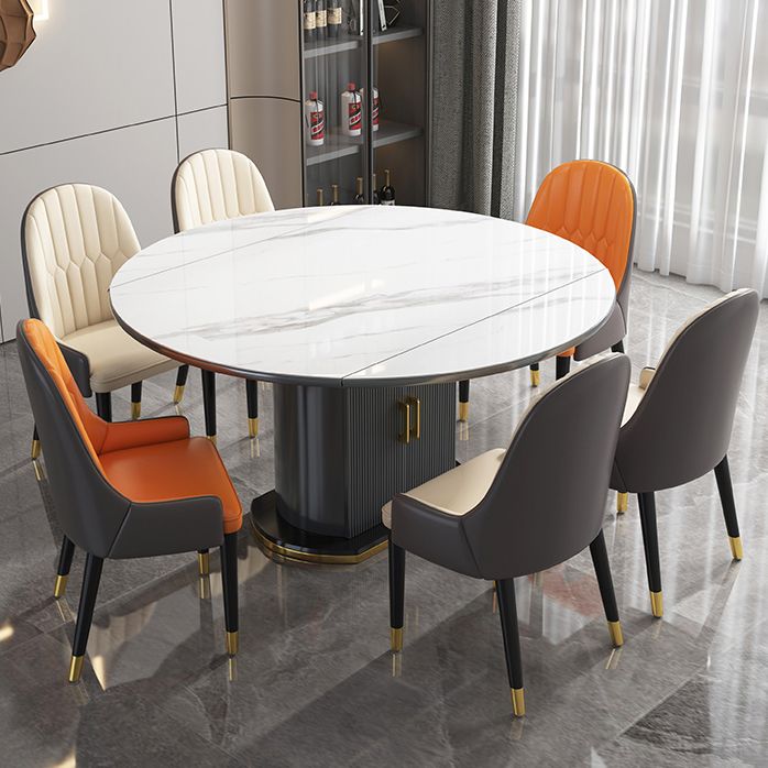 Glam Sintered Stone Top Table Round Shape Standard Dining Table for Kitchen