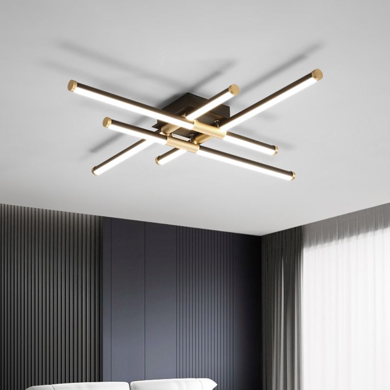 New Modern Linear Sputnik Flush Mount Ceiling Light Aluminum Living Room Flush Light