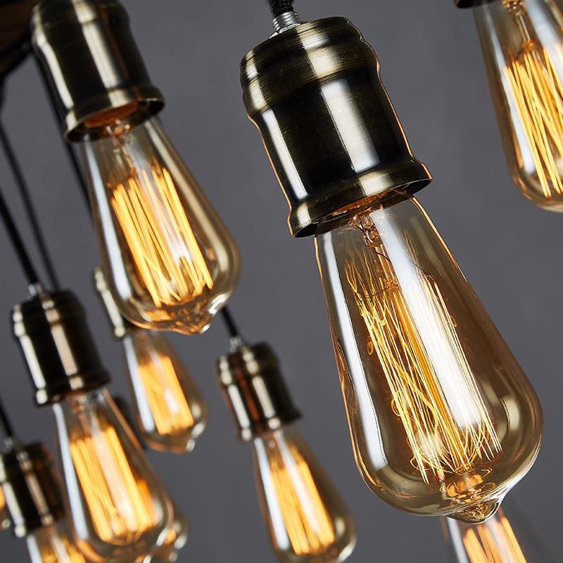 Linear Shape Pendant Light Modern Style Wood 10 Lights Hanging Lamp in Brown