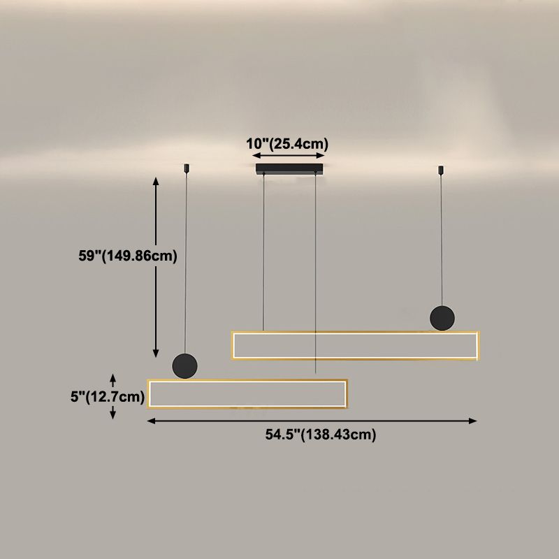 Rechteck Form Island Lichter moderne Metallinselbeleuchtung in Gold