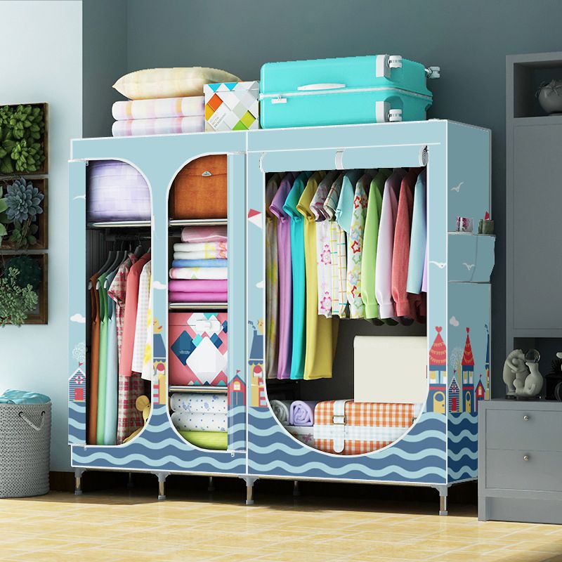 Contemporary Style Metal Wardrobe 3-door Wardrobe Closet for Home