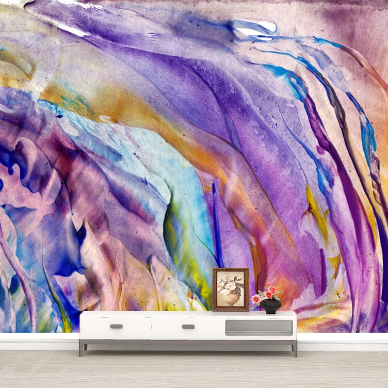 Enchanting Abstract Painting Mural Decal for Home, Purple, Custom Size Available