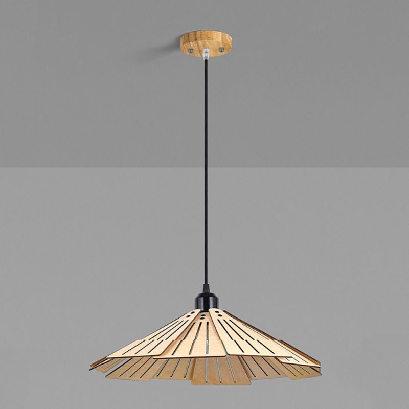 Nordic Wood Hanging Ceiling Light Modern Cone Suspension Lighting with 1 Light