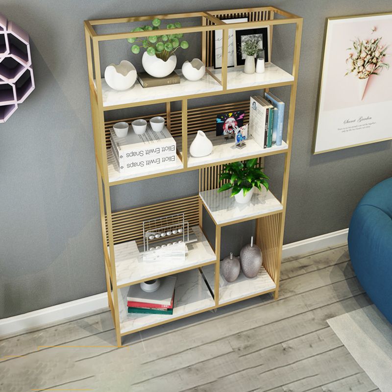 11.81" W Glam Antique Finish Shelf Bookcase Etagere Metal Bookshelf