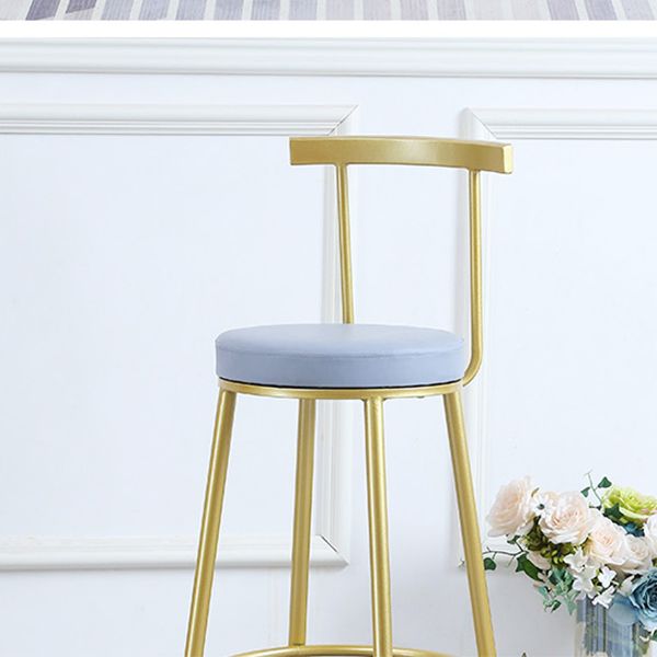 Modern Upholstered Counter Stool Bar-height Low Back Bar Stool with Metal Base