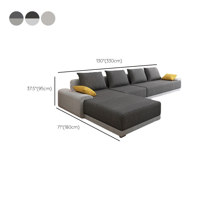 Scandinavian Style Stationary Seating Living Room Recessed Arm Pillows Sofa