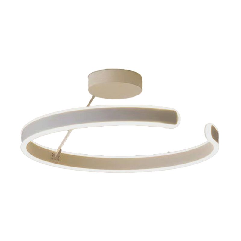 Metal Geometric Semi Flush Mount Fixture Modern Semi Flush Light Fixture in White