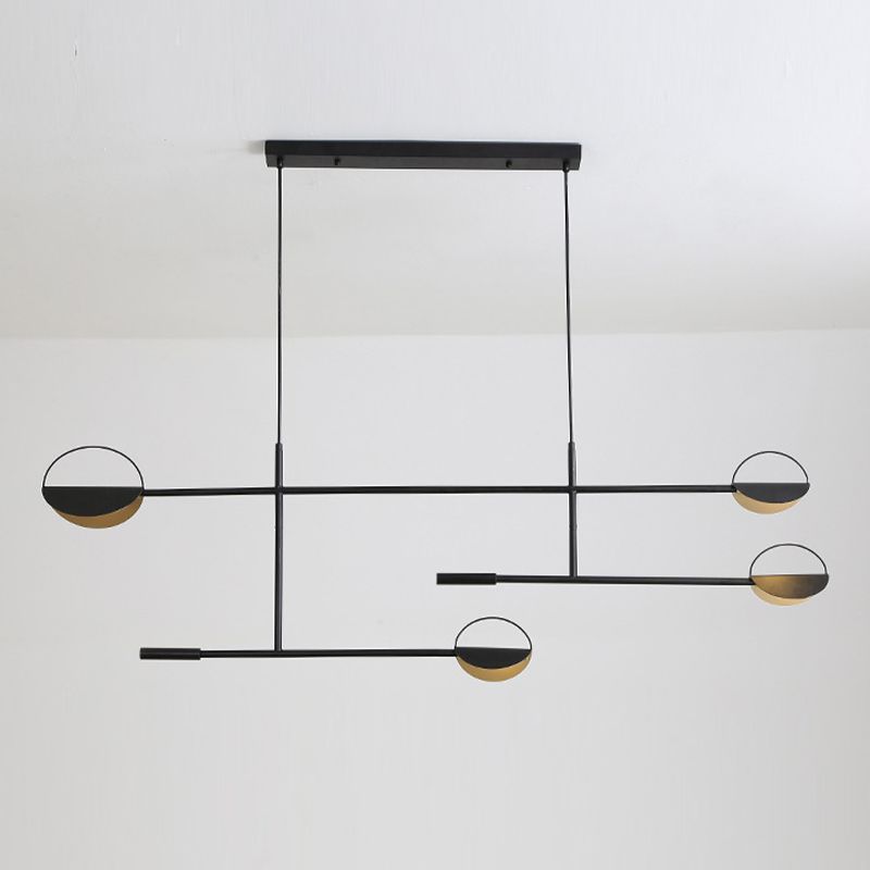 4-Light Golden/Black Island Lighting Modern Unique LED Ceiling Light for Dining Room