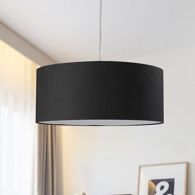 Trommelanhänger Leuchte minimalismus Stoff Schwarz LED Hanging Deckenleuchte, 12 "/16" /19.5 "Dia
