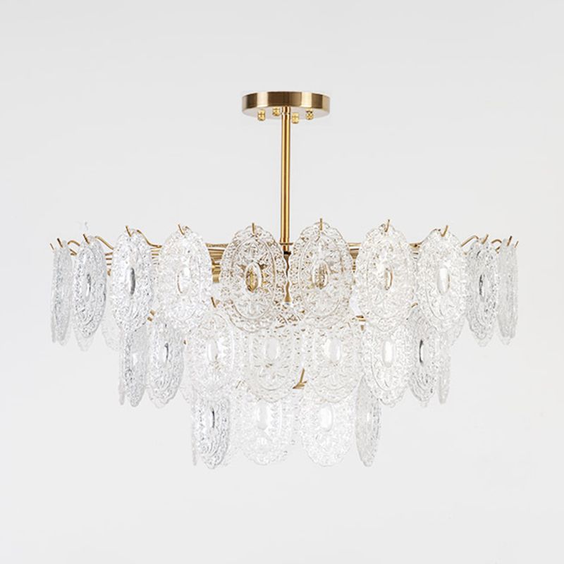 Lustre de style américain lustre luminaire en verre en métal ovale en or