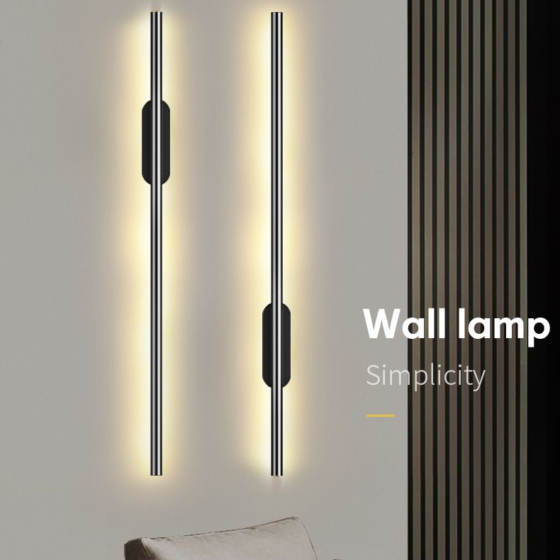 Metal Linear Wall Mounted Light Fixture Modern Minimalist Style Wall Light Sconces for Living Room