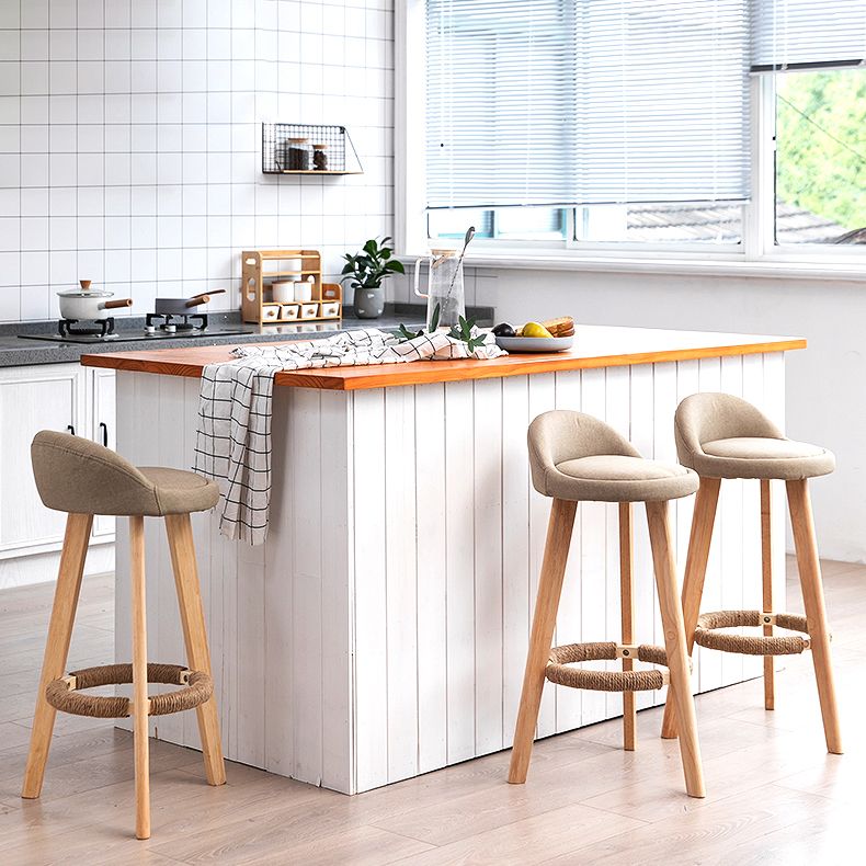 Scandinavian Coffee Shop Low Back Stool Matte Finish Upholstered Bar Stools