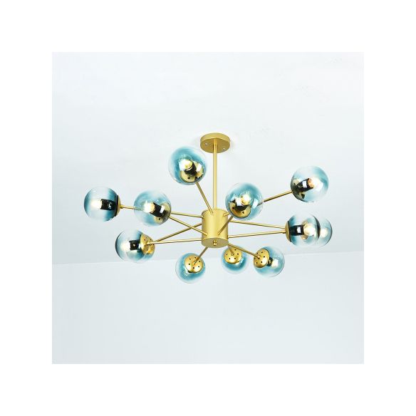 Gold Sputnik lampadario moderno 6/8/12 luci ambra/blu/bianco lampada sospesa per soggiorno per soggiorno