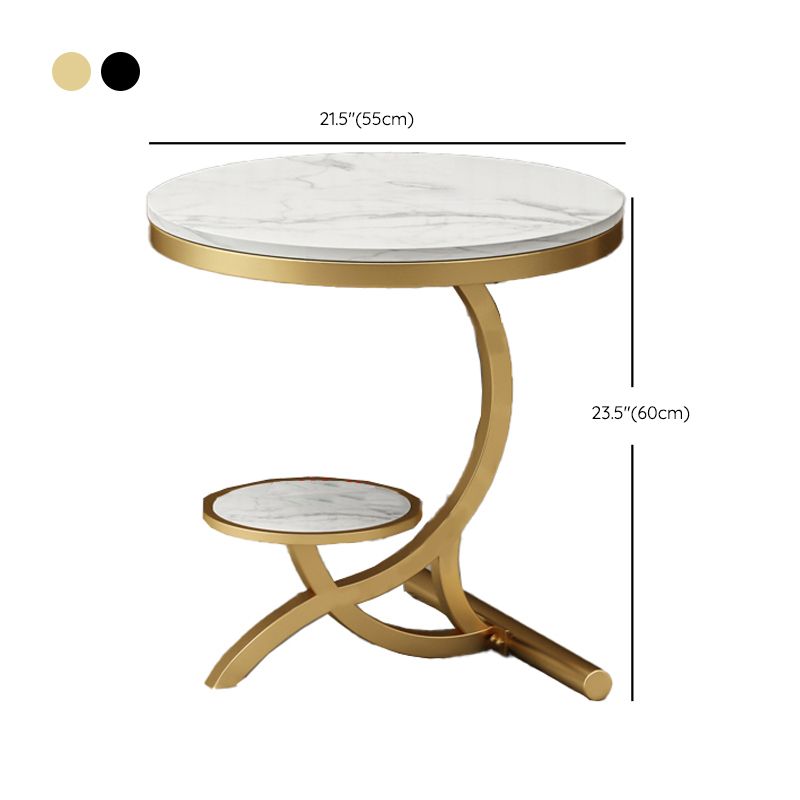 Modern Double Tier Minimalist End Table Abstract Round Corner Table