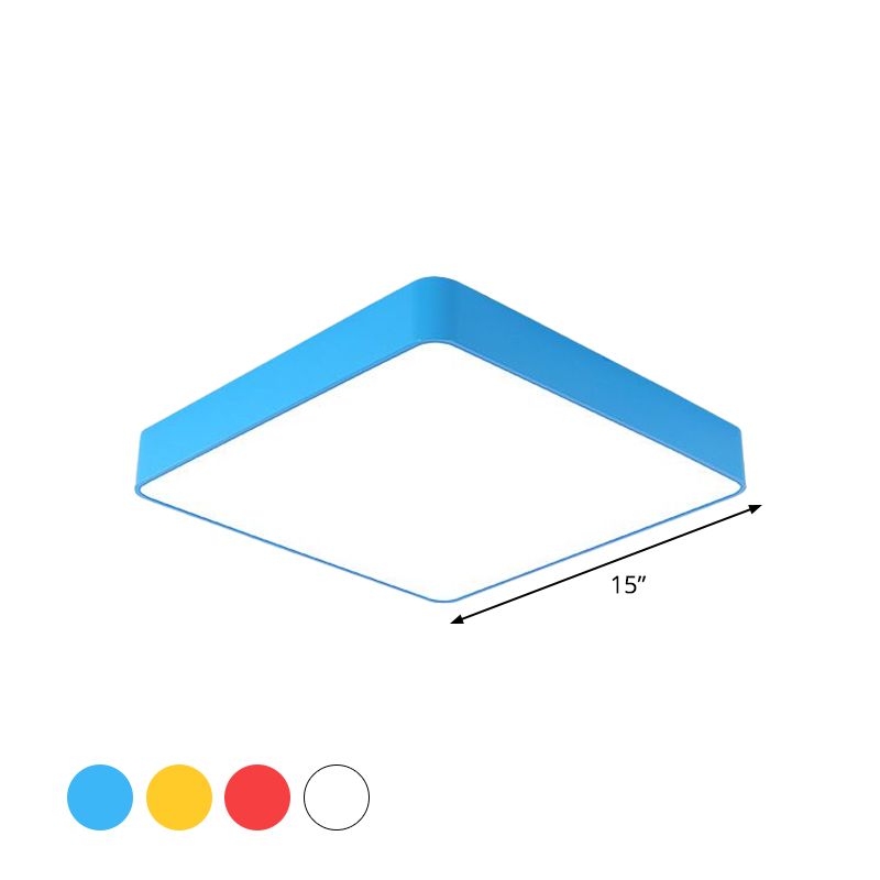 Lampada da incasso quadrata a LED per bambini, finitura in acrilico bianco/rosso/giallo, vicino alla lampada da soffitto con luce calda/bianca