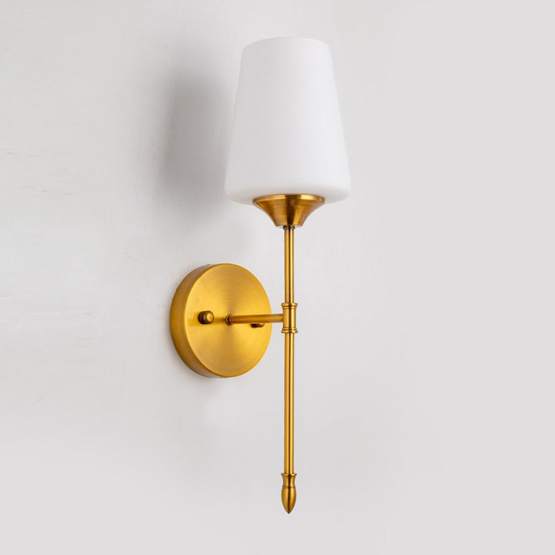 Modern Metal Wall Sconce Minimalist Wall Light with Glass Shade