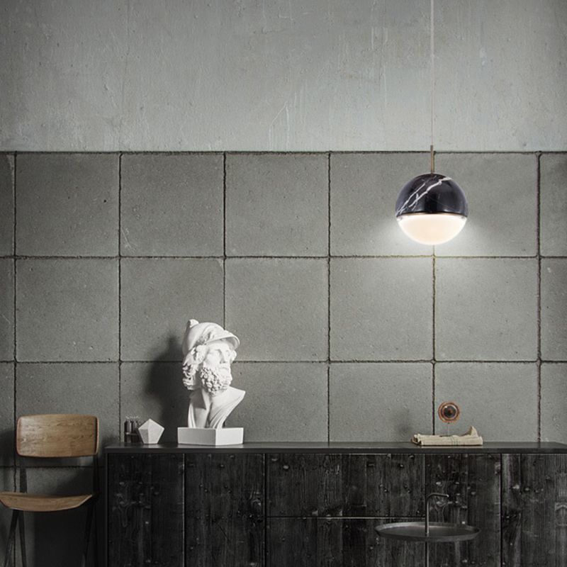 Marble Globe Hanging Light Fixture Postmodern Dining Room LED Pendant Light