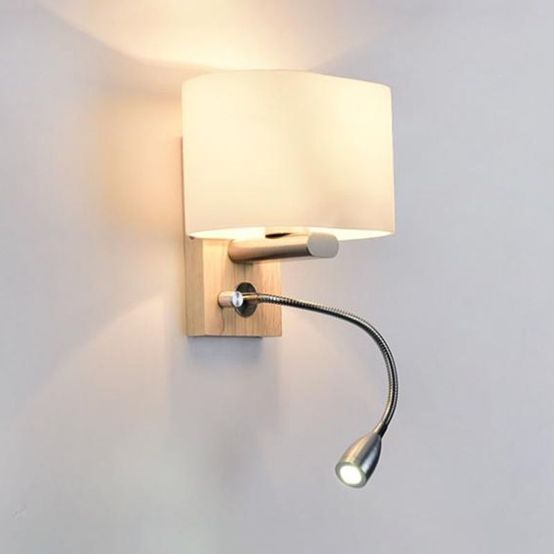 Oval Wall Sconce Lighting Modern Style Wood 2 Lights Wall Mounted Light