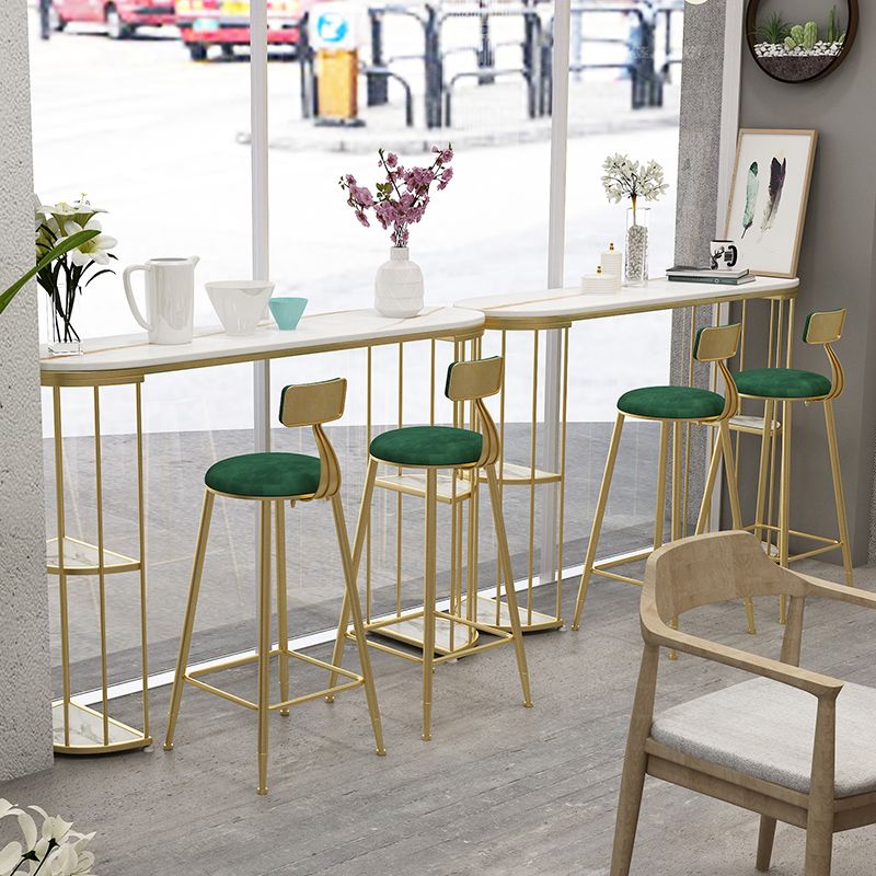 Low Back Dining Stools Round Upholstered Bar Stools with Footrest
