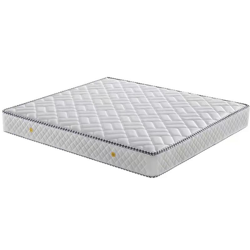 Contemporary White Panel Bed with Rectangle Faux Leather Headboard