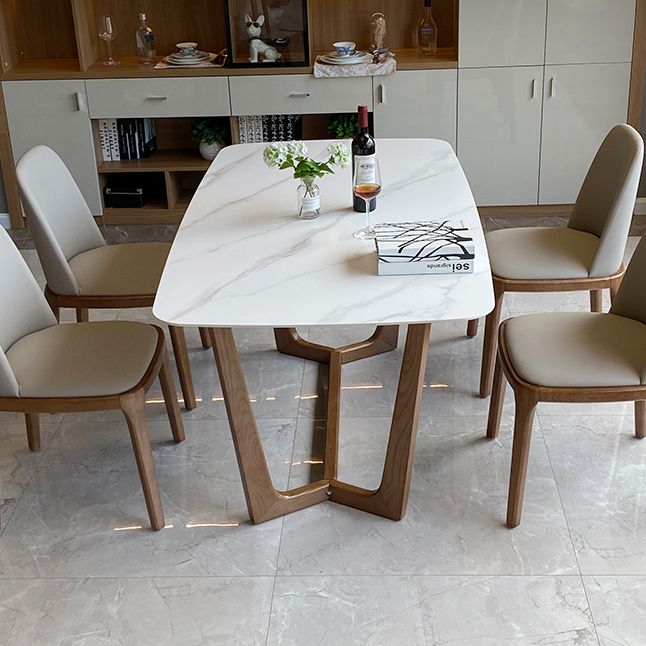 Modern Rectangle Dining Table 4 Legs Standard Height Table without Chair