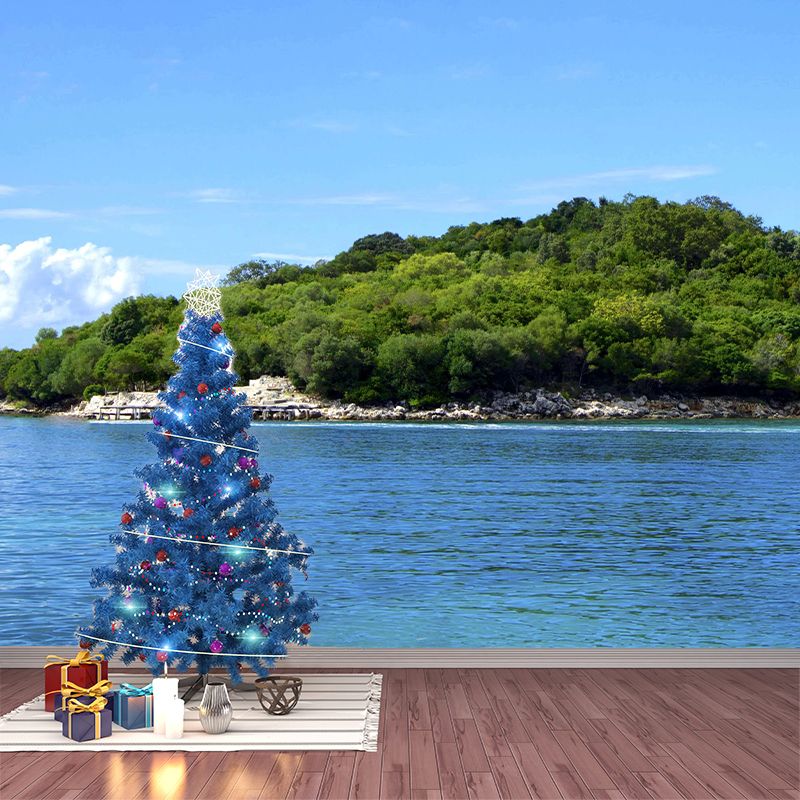 Photography Sea Mural Wallpaper for Bedroom Wall Covering in Soft Color