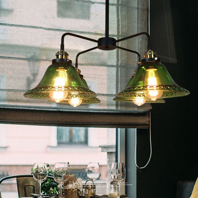 Lampadino in vetro verde chiaro vintage Lampone in vetro verde chiaro per sala da pranzo
