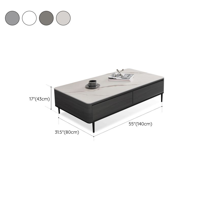 16"H Contemporary Coffee Table Slate 4 Legs Single Coffee Cocktail Table